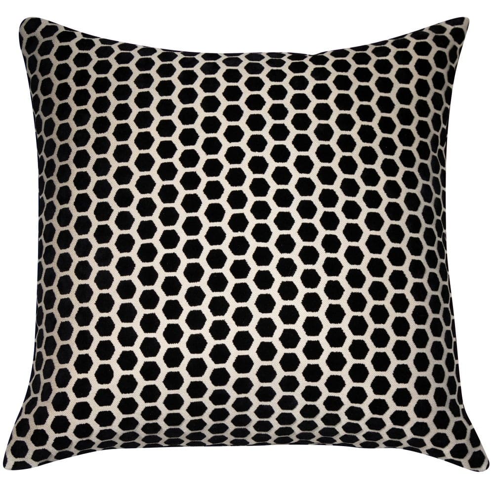 Atmacha Home And Living Cushion 43x43 cm / Black Small Hex Cut Velvet Black Cushion 43 X 43