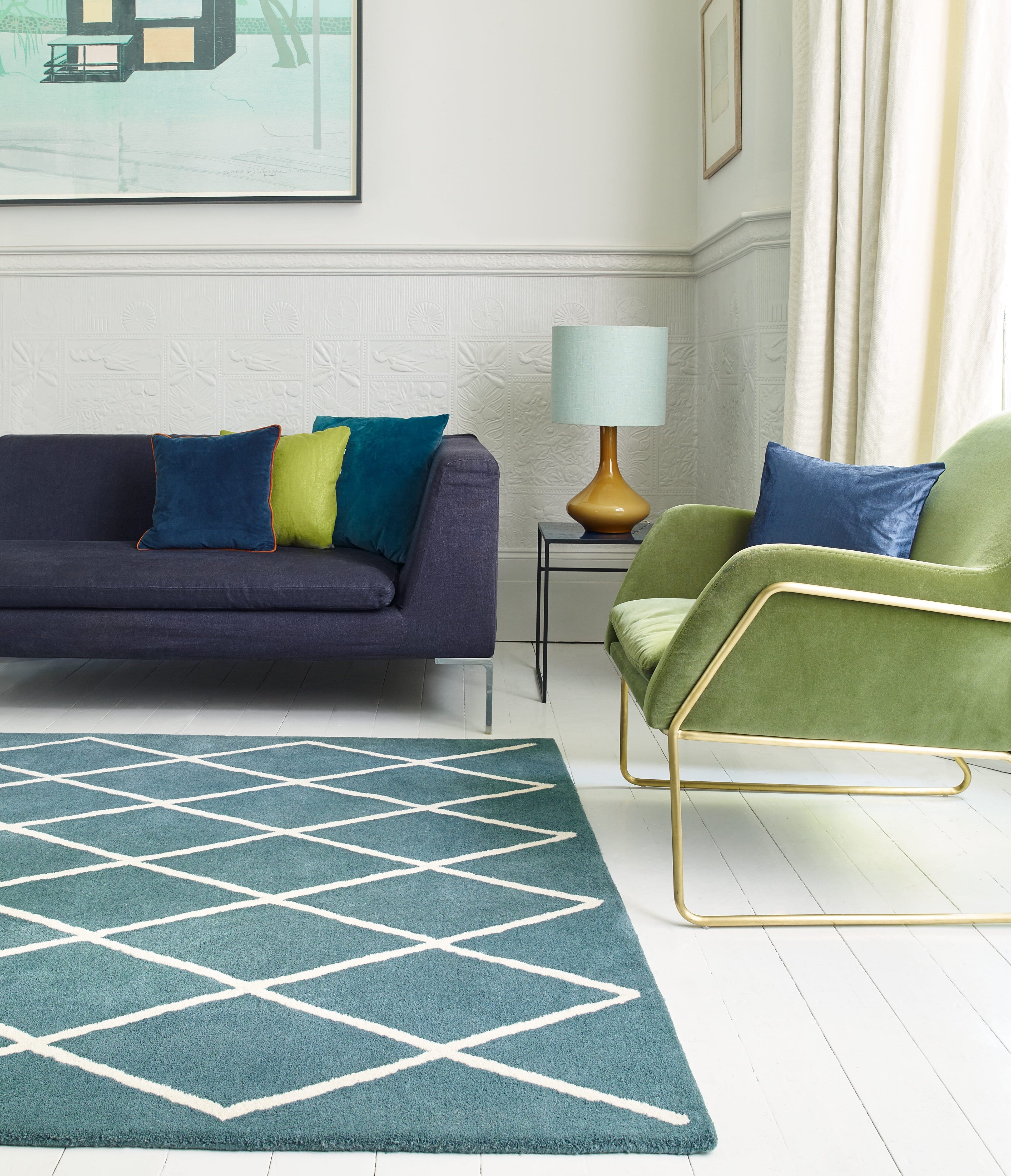 Home Lloyd -  Rug Albany Diamond Teal Modern Rug