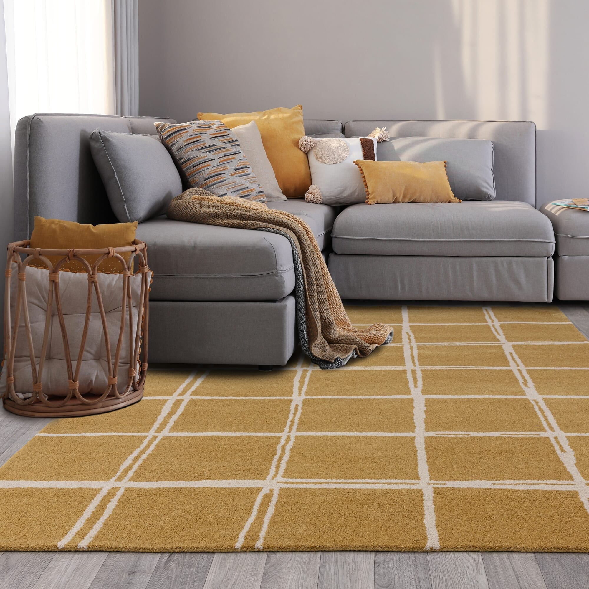 Home Lloyd -  Rug Albany Grid Gold Rug Modern Rug