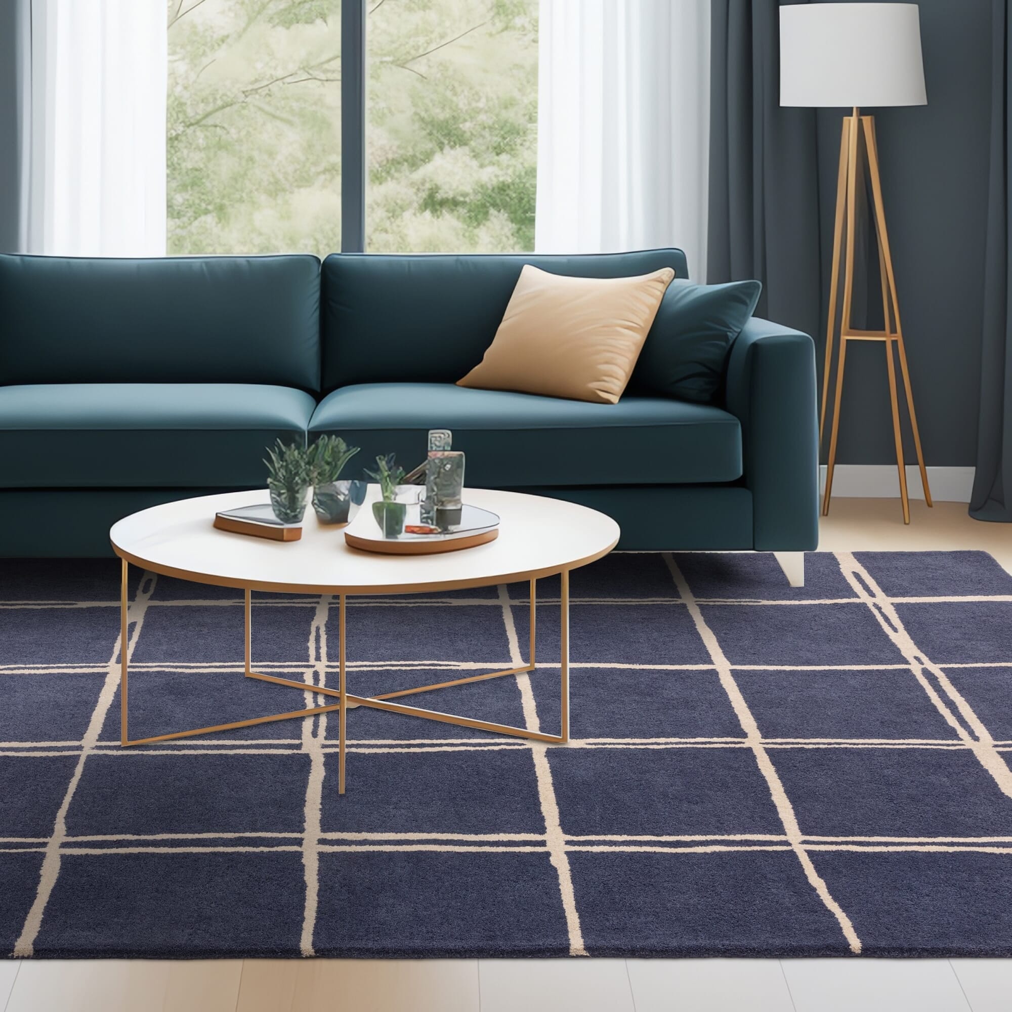 Home Lloyd -  Rug Albany Grid Marine Rug Modern Rug